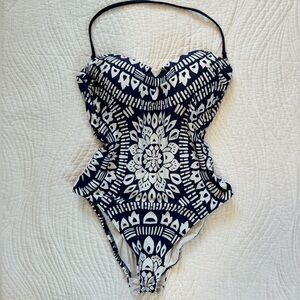Trina Turk one piece navy and white bathing suit!